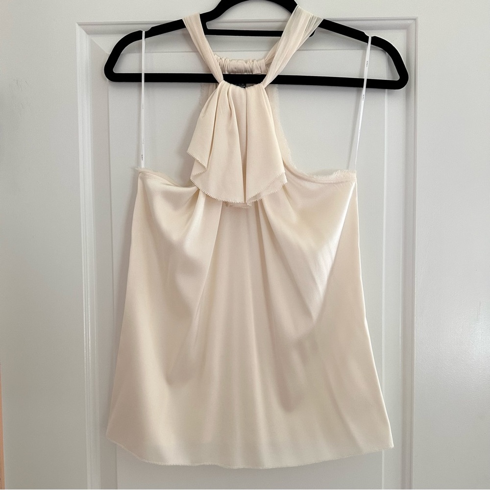 Vince Silk Halterneck Blouse in Cream